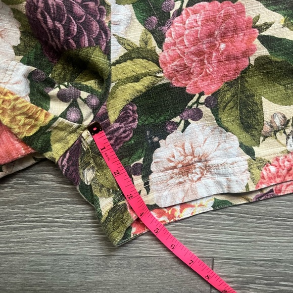 Elevenses Anthropologie Green Pink Cotton Floral Tapestry Shorts Size 0 Summer - Picture 10 of 10